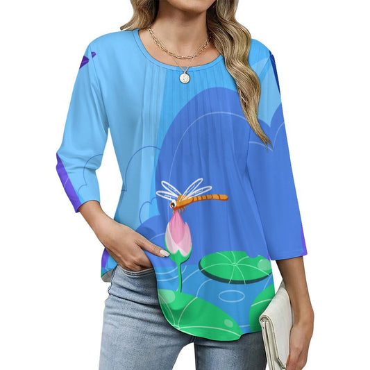 Top Donna Arricciato Personalizzato | Maglia Manica 3/4 con Foto Unica