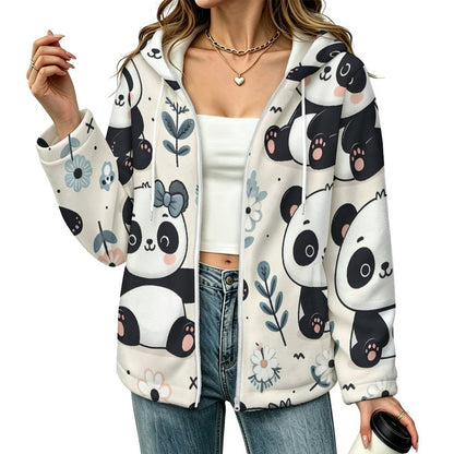 Giacca Pile Donna con Cappuccio e Zip Personalizzabile