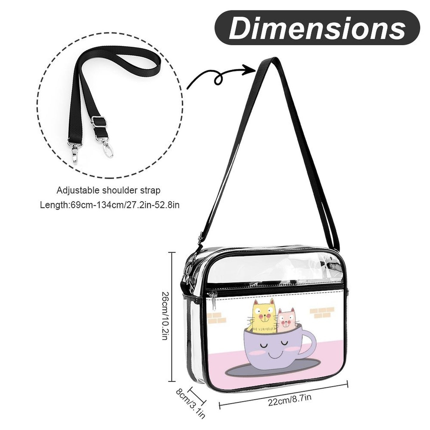 Borsa a Tracolla Trasparente in PVC Personalizzabile con Stampa UV