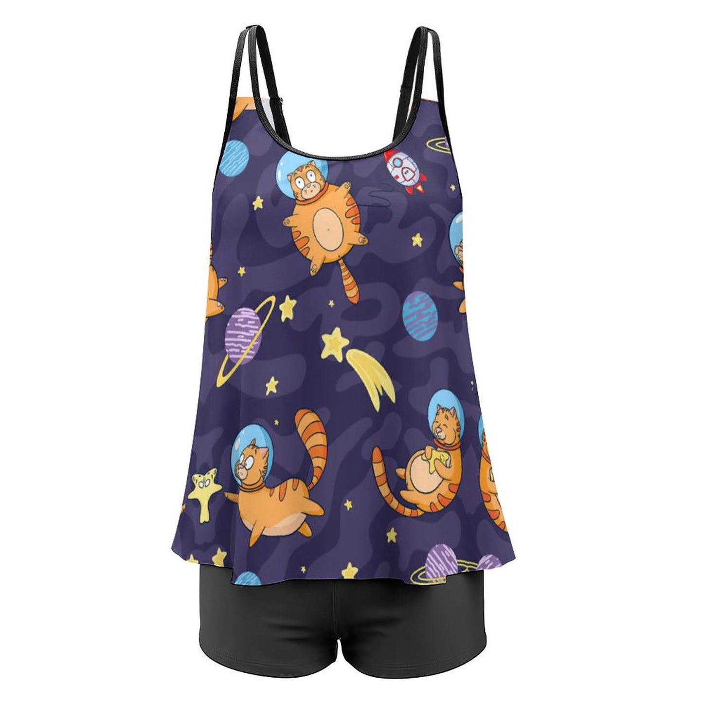 Tankini Gonnellino con Pantaloncino | Costume Due Pezzi Modellante (S-3XL)