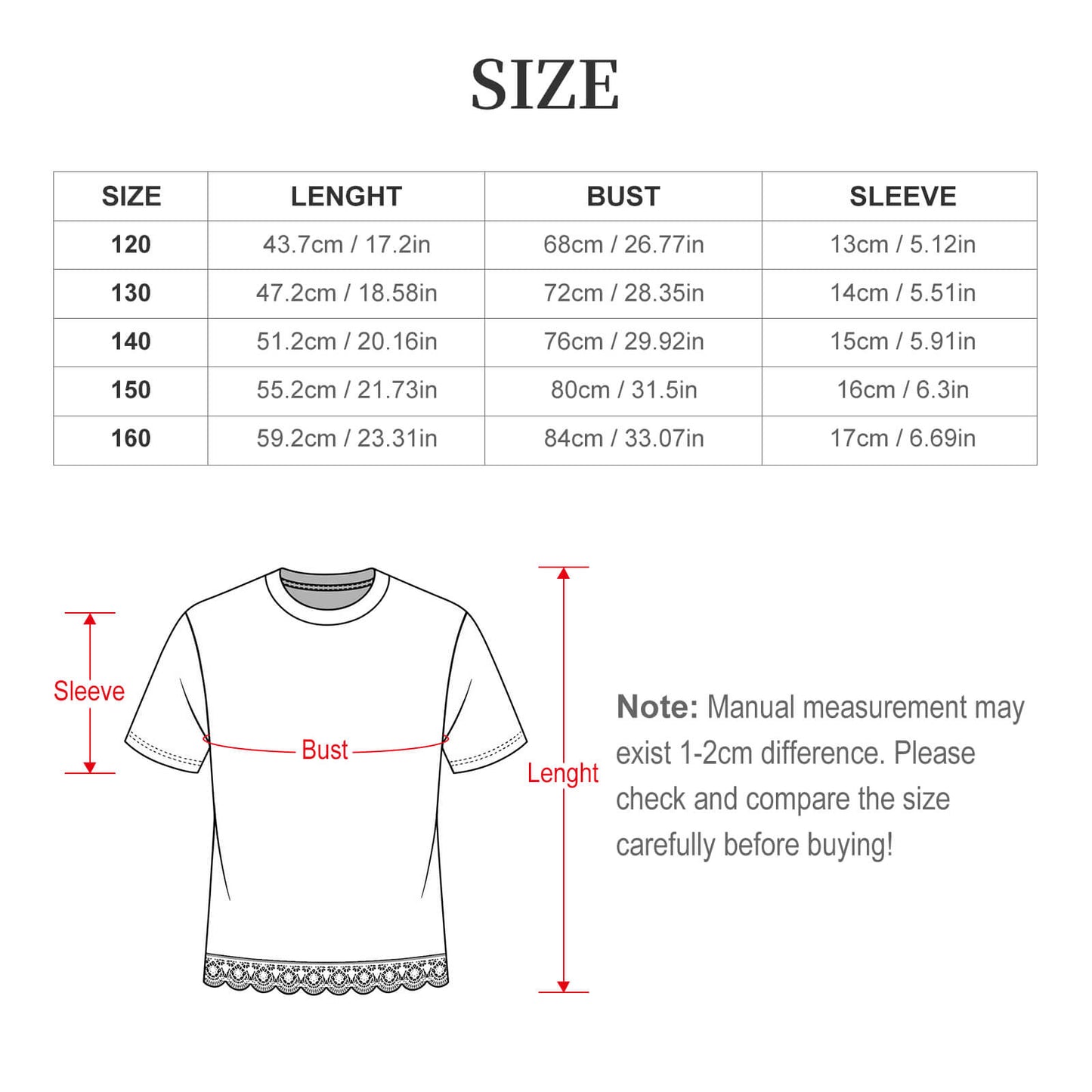 T-shirt Bambina Maniche Corte con Orlo a Balze Personalizzata