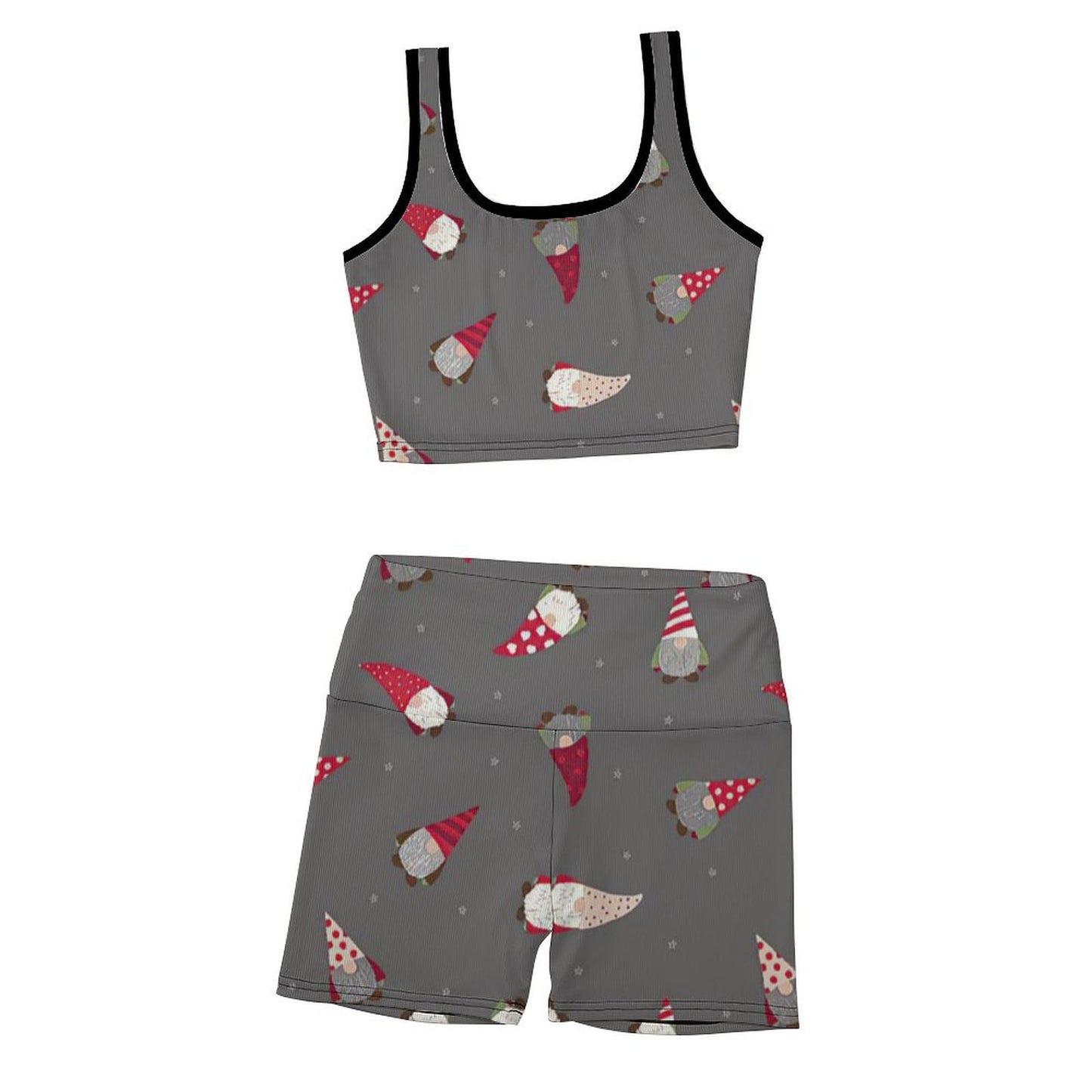 Set Yoga a Costine 2 Pezzi | Crop Top & Shorts Personalizzati (S-2XL)