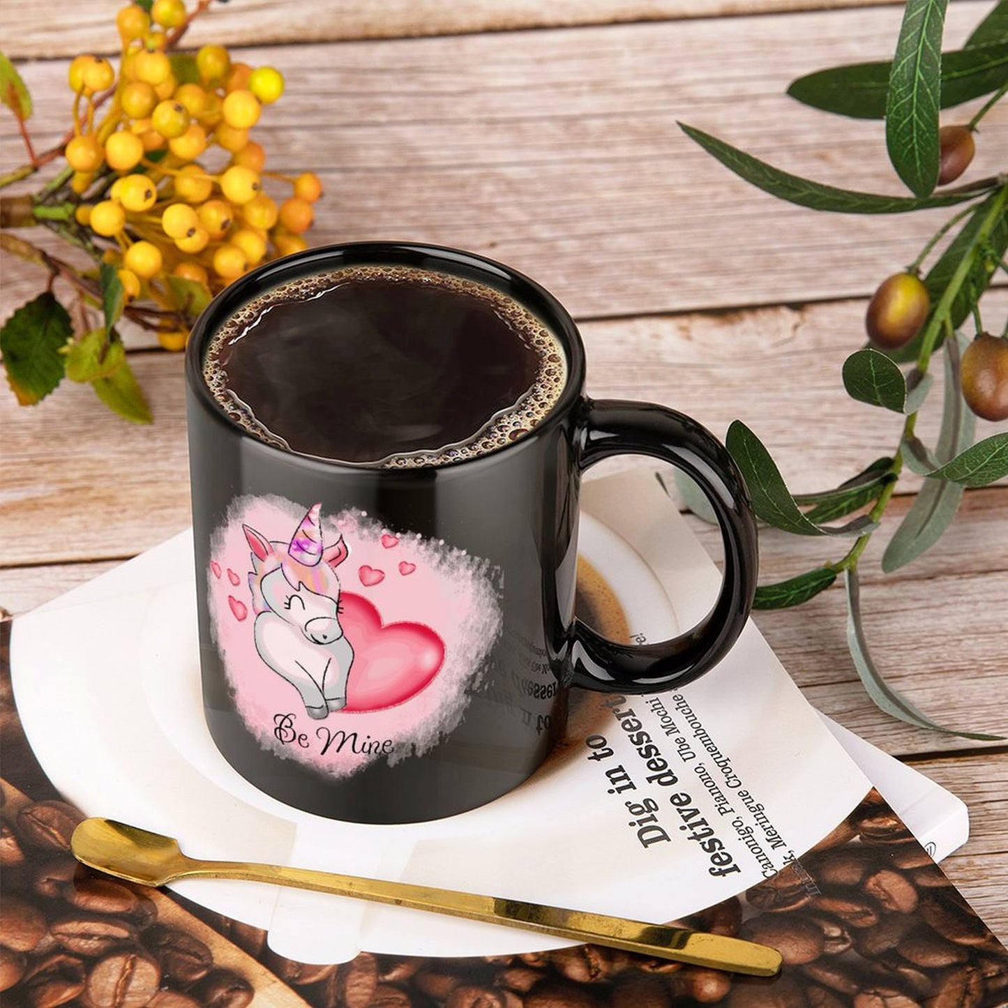 Tazza Nera Personalizzata in Ceramica | Stampa Foto/Testo | Idea Regalo Unica