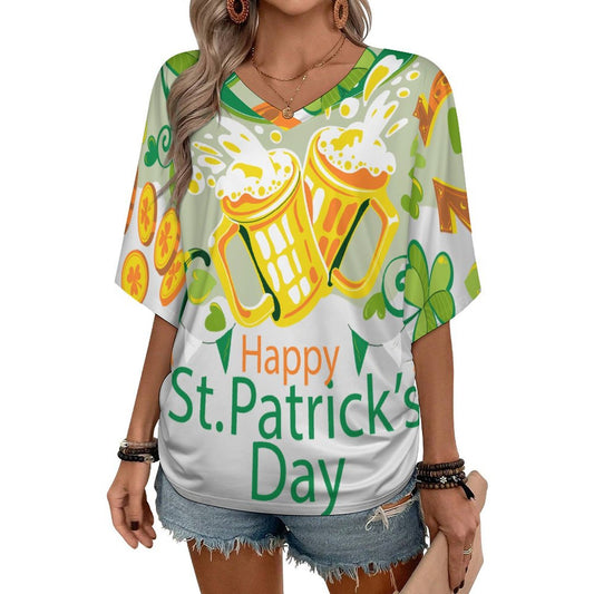 T-Shirt Donna Scollo V Personalizzata | Arricciatura Laterale | Seta di Latte