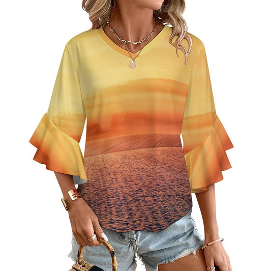 Blusa Donna con Volant e Scollo a V | Top Personalizzabile Elegante