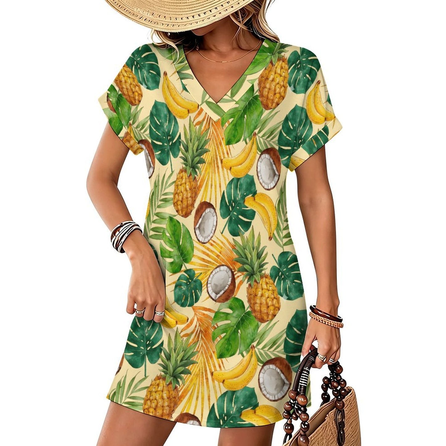 Abito Casual Donna Scollo V con Stampa Personalizzata
