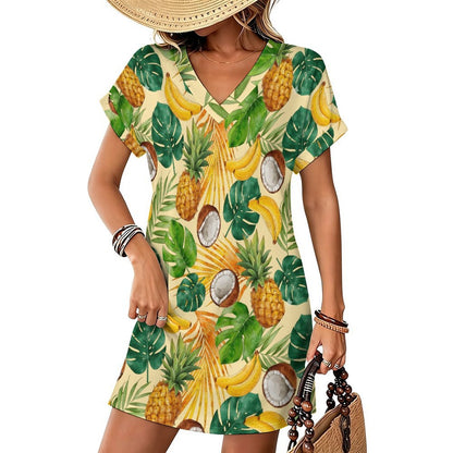 Abito Casual Donna Scollo V con Stampa Personalizzata