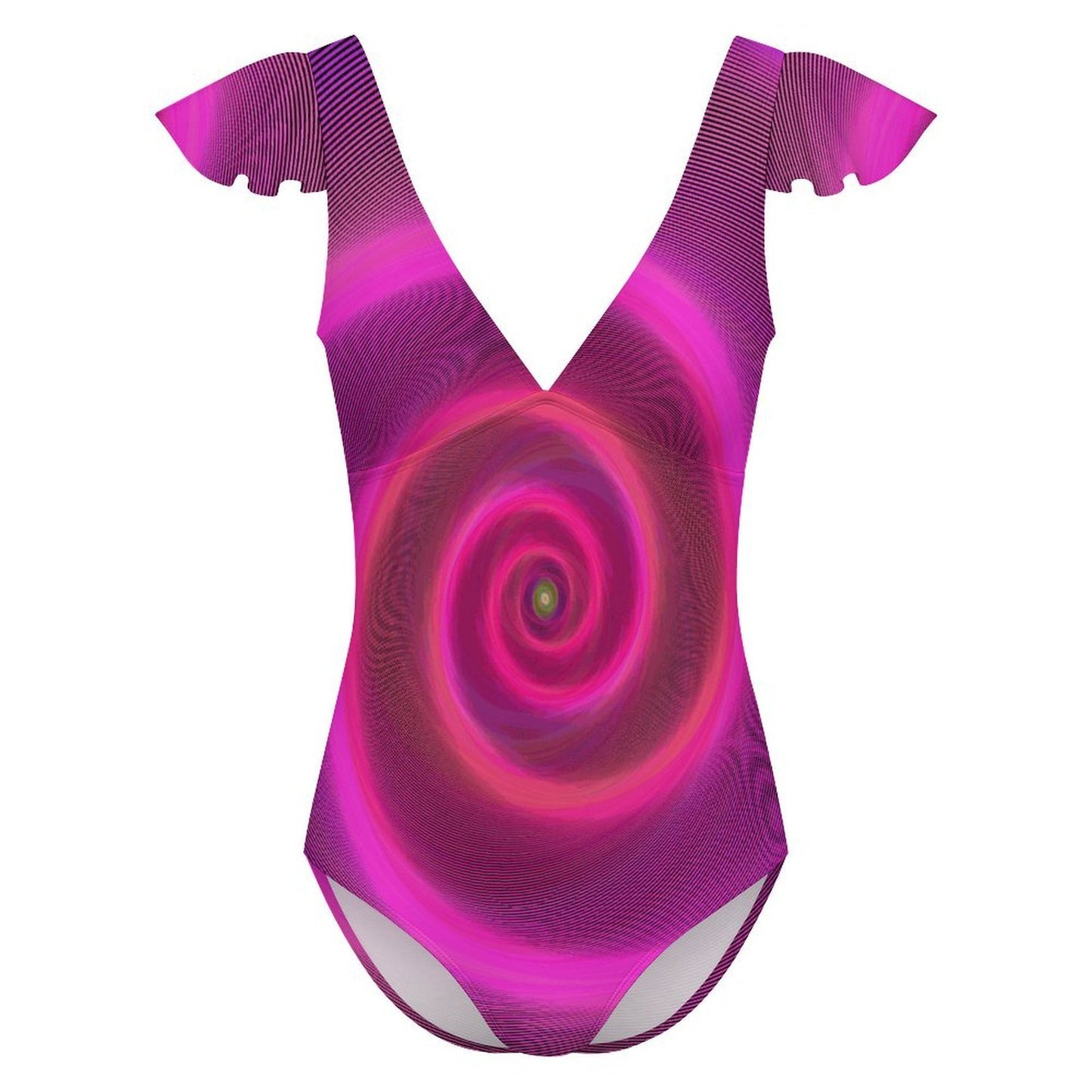 Costume intero donna con scollo a V e maniche con balza personalizzabile
