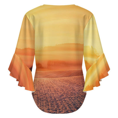 Blusa Donna con Volant e Scollo a V | Top Personalizzabile Elegante