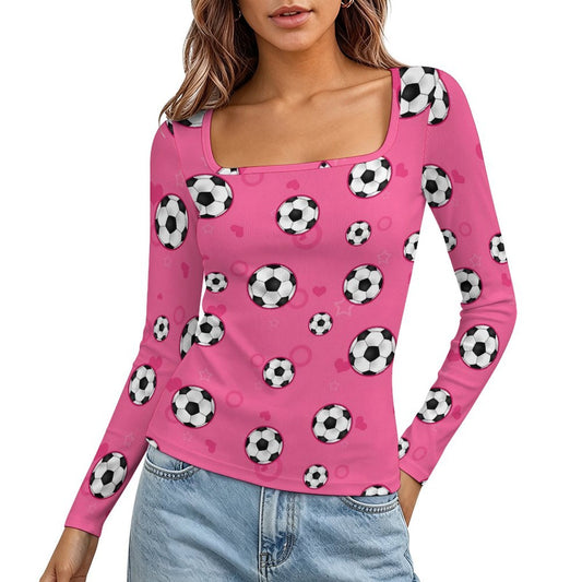Maglia Donna Collo Quadrato Personalizzabile Maniche Lunghe Aderente