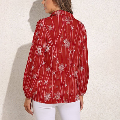 Blusa Vintage Scollo a V | Maniche a Lanterna & Polsini Elastici (S-3XL)