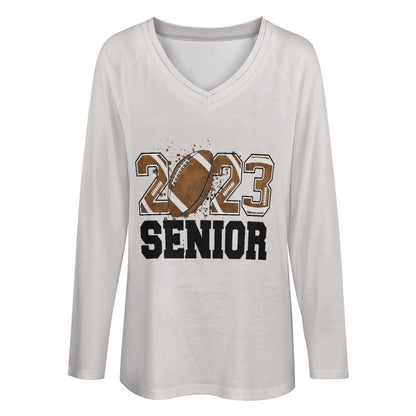 T-Shirt Donna Manica Lunga | Scollo V Doppio Strato | Comfort Oversize