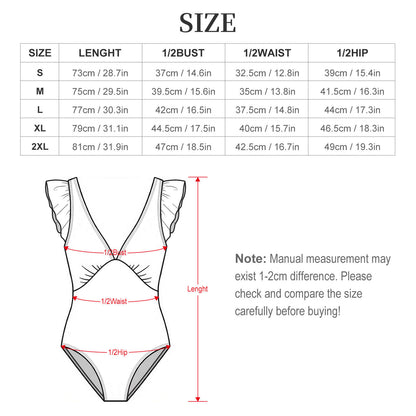 Costume intero donna con maniche a volant e imbottitura rimovibile personalizzabile