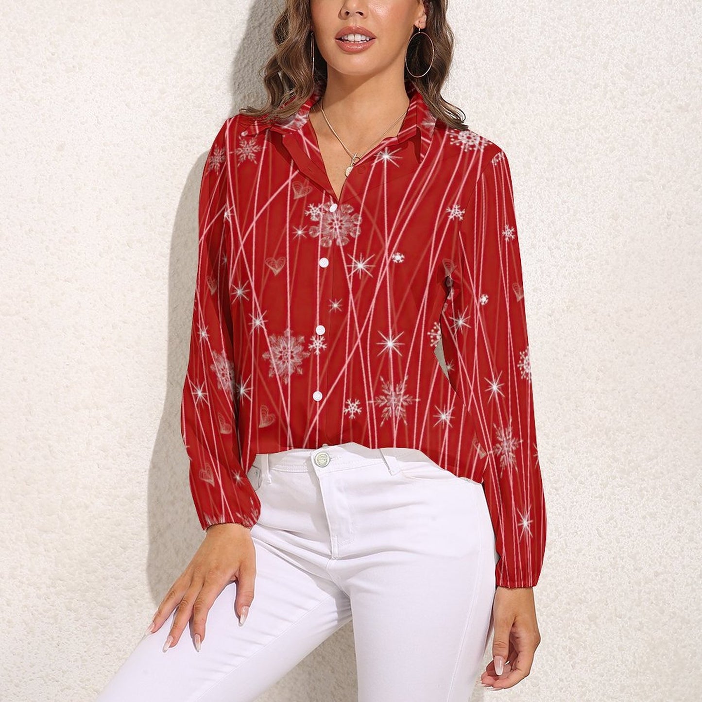 Blusa Vintage Scollo a V | Maniche a Lanterna & Polsini Elastici (S-3XL)