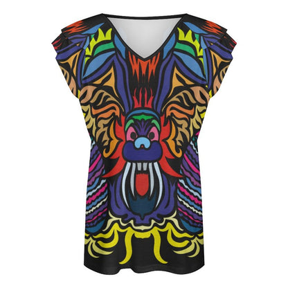 T-Shirt Donna Scollo V e Volant BUT | Personalizzata | Poliestere/Spandex