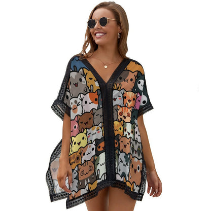 Copricostume Donna Kaftano | Tunica Mare Maniche Pipistrello Personalizzata