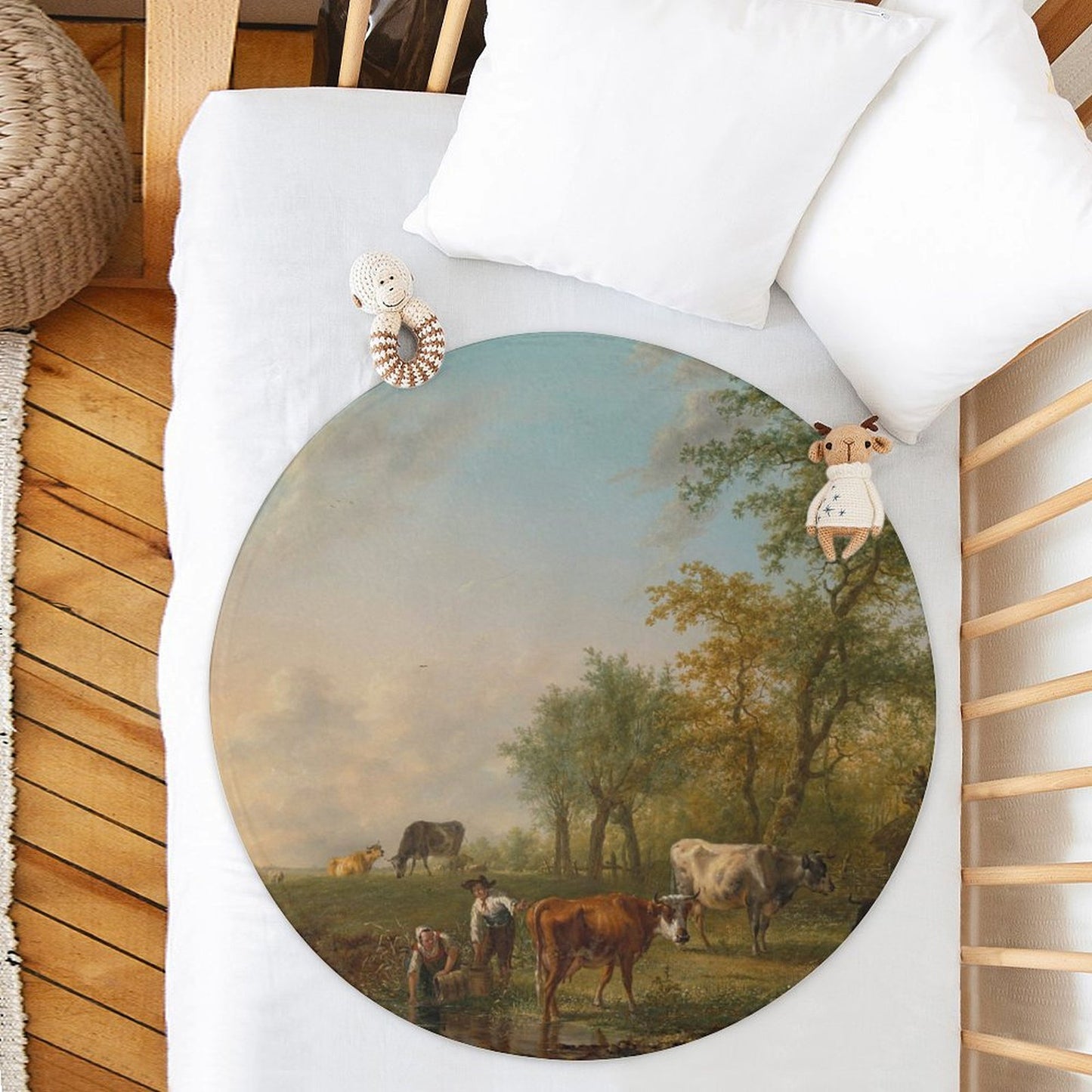 Copertina Neonato Rotonda Personalizzata | Tappeto Gioco Morbido con Foto