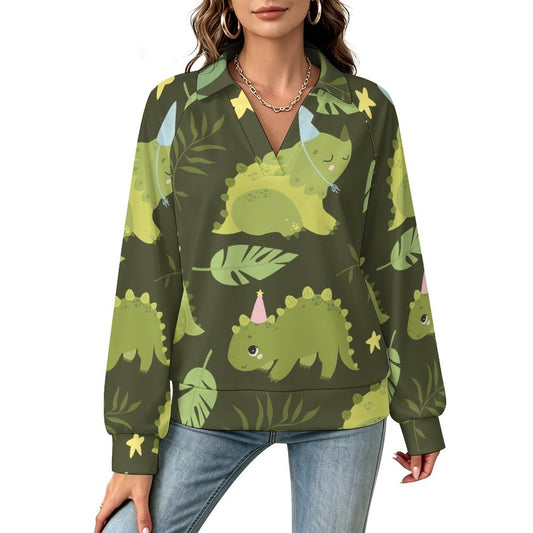 Felpa Donna Scollo a V Maniche Lunghe Personalizzabile Comoda