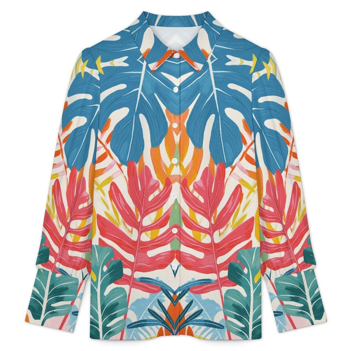 Camicia donna a manica lunga con maniche a palloncino e tessuto elasticizzato personalizzata