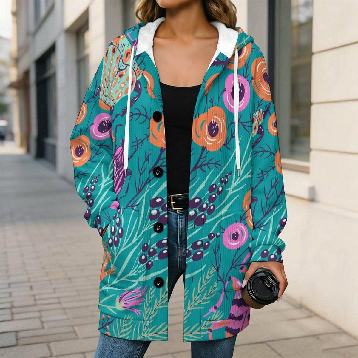 Cappotto Donna con Cappuccio in Pile Foderato Personalizzabile Lunghezza Midi