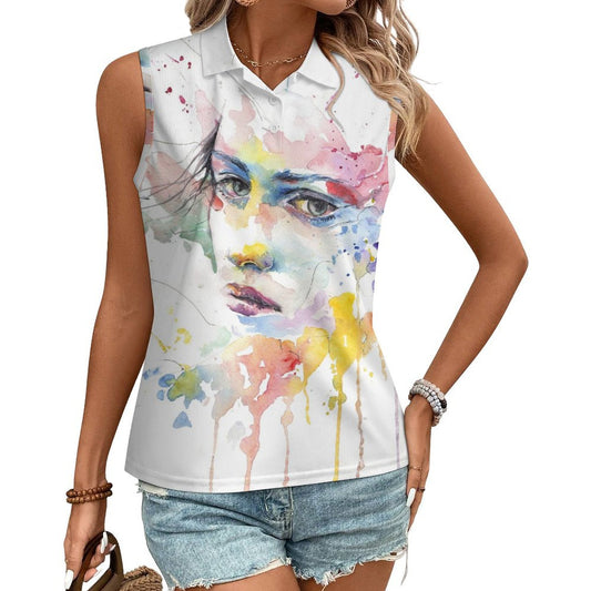 Polo Donna Senza Maniche Personalizzata | Tessuto Traspirante