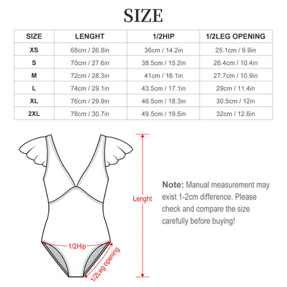 Costume intero donna con scollo a V e maniche con balza personalizzabile