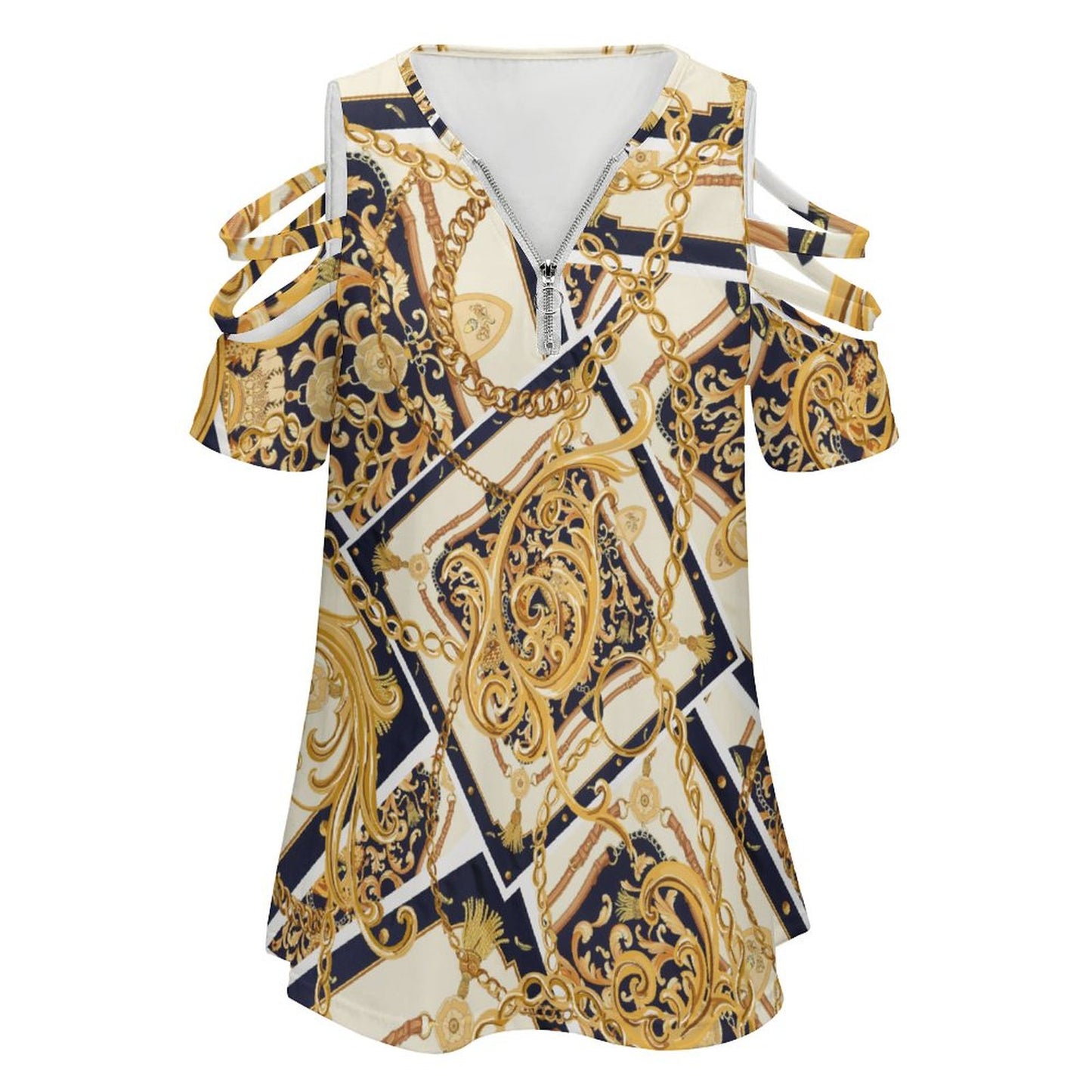 Top Spalle Scoperte con Zip | Tunica Donna Scollo a V Regolabile