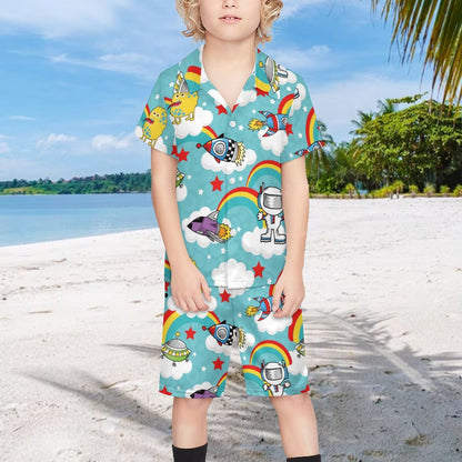 Completo Spiaggia Bambino Personalizzato | Camicia e Shorts | Tessuto Morbido