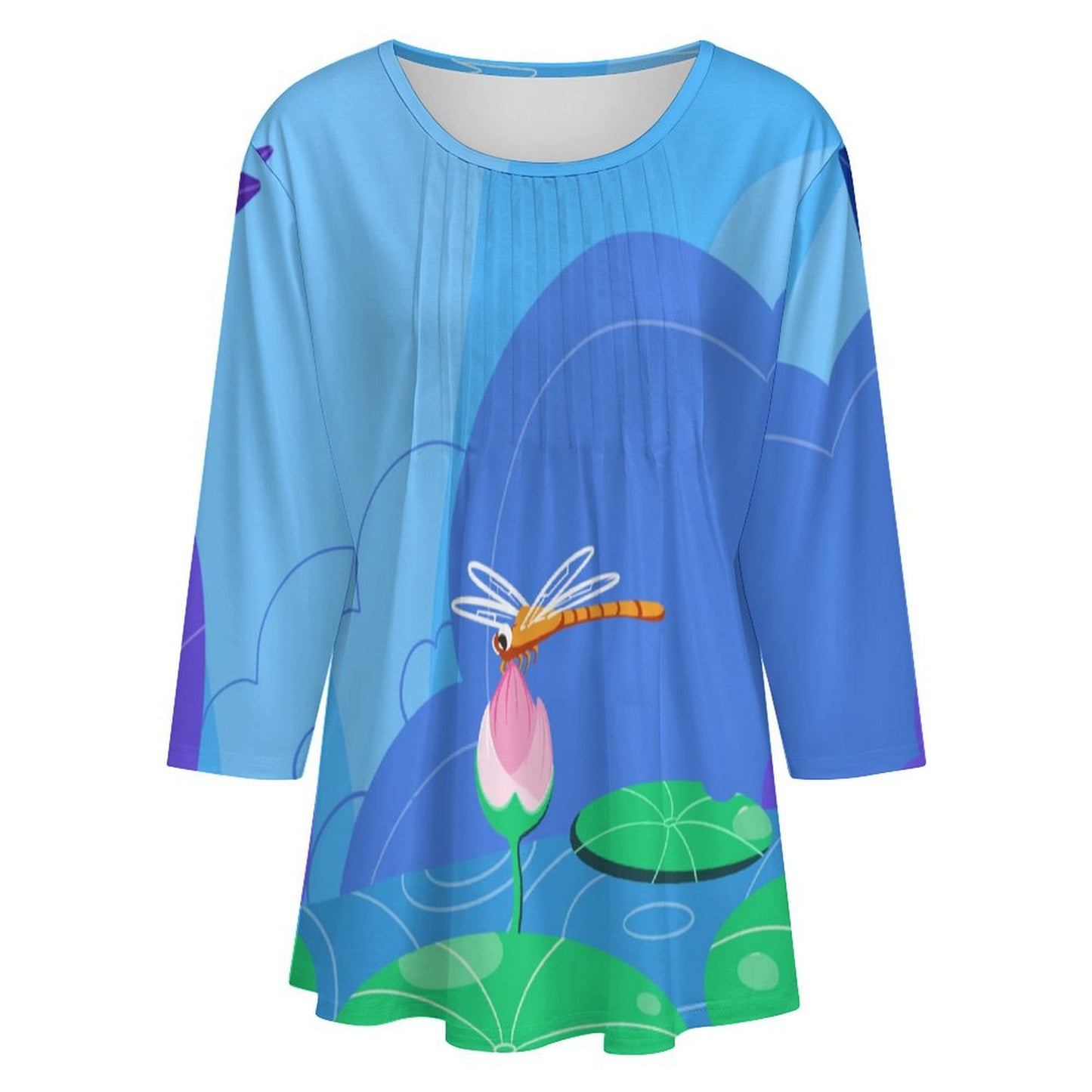 Top Donna Arricciato Personalizzato | Maglia Manica 3/4 con Foto Unica