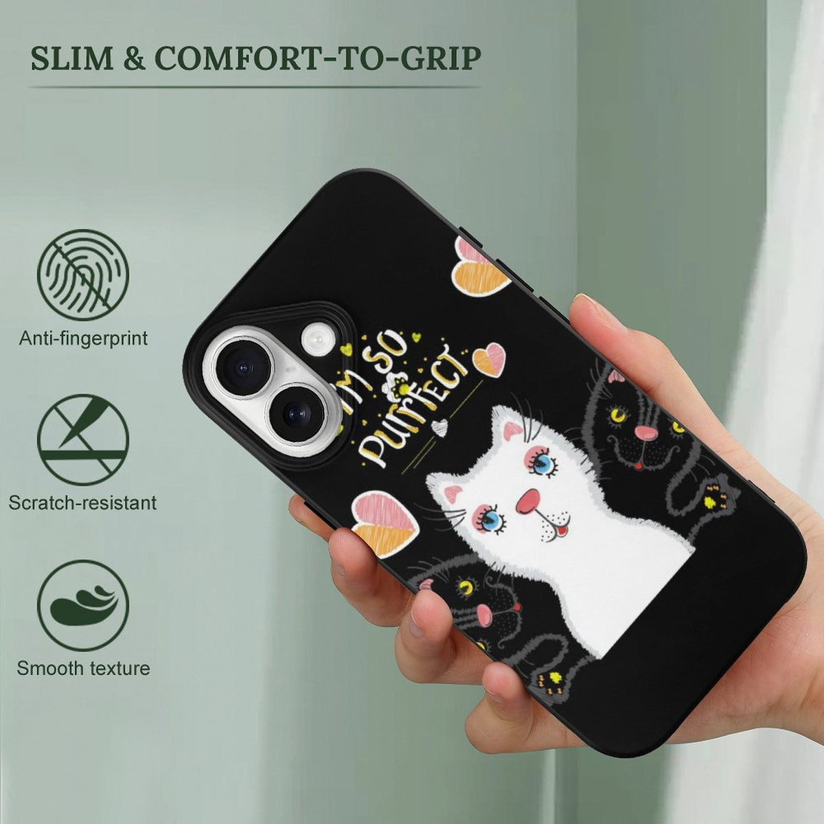 Mobile Phone Case for Apple IPhone 18 Cat, Heart, Elegance