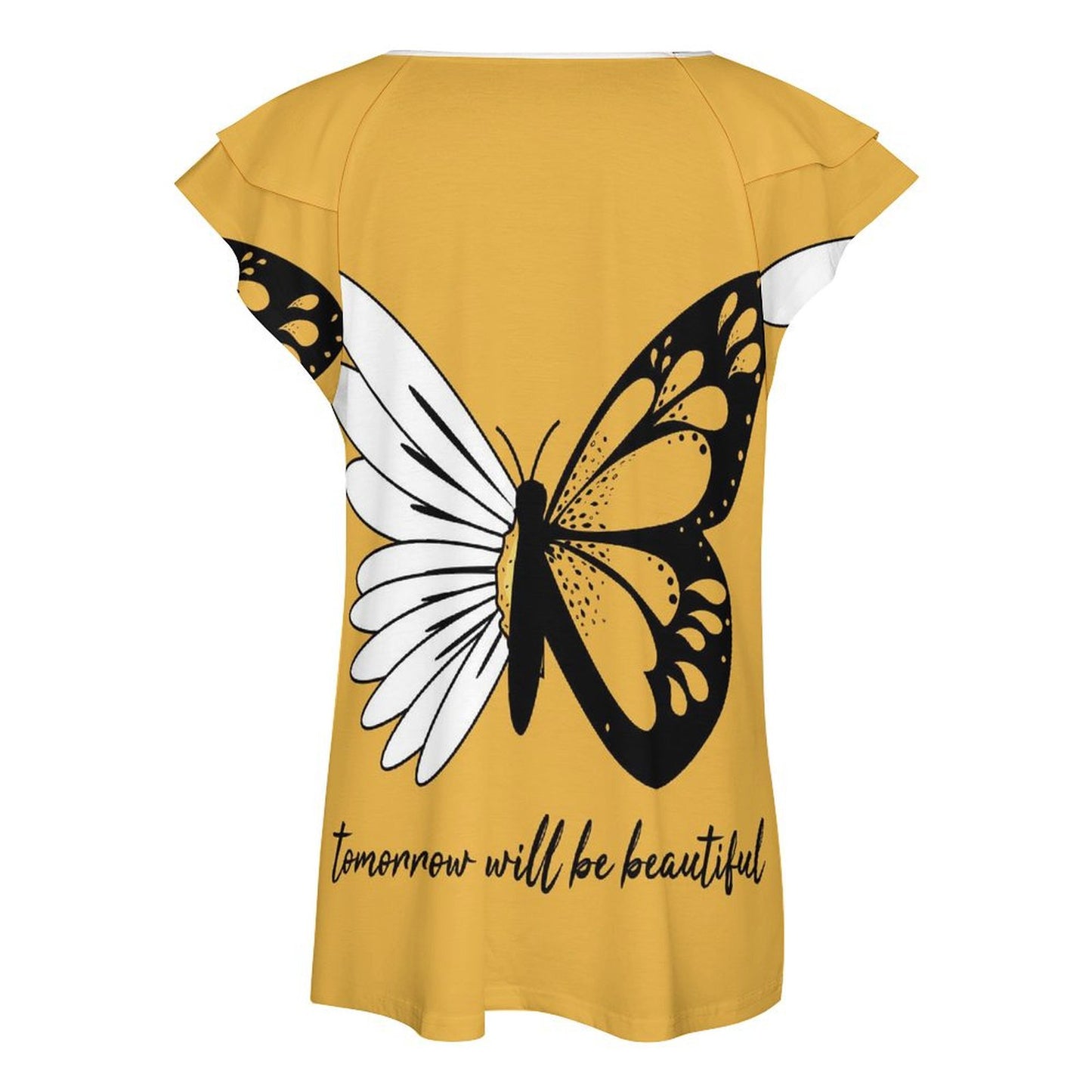 T-shirt V-neck Personalizzata con Volant | Tessuto Rinfrescante UPF 50+