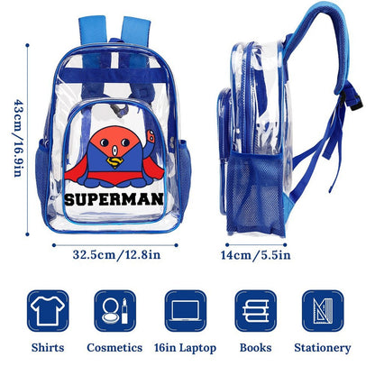 Zaino Trasparente in PVC con Taschino a Rete Personalizzabile con Stampa UV