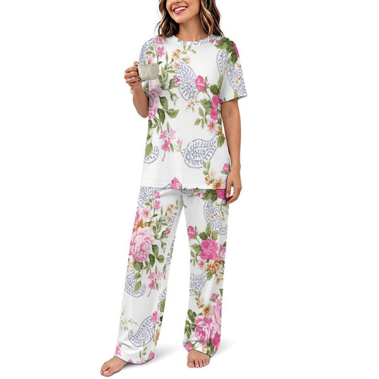 Set Pigiama da Donna Personalizzabile a Maniche Corte con Pantaloni Lunghi
