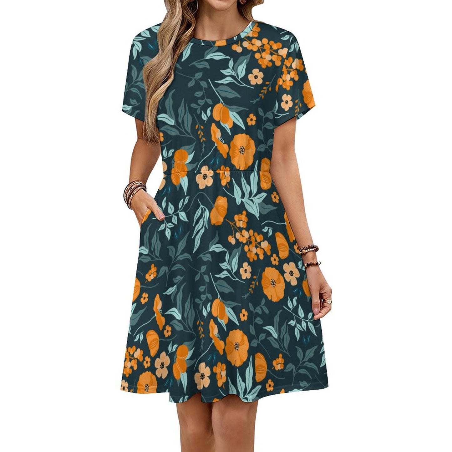 Vestito Corto Personalizzato Donna | Abito Maniche Corte con Stampa Foto