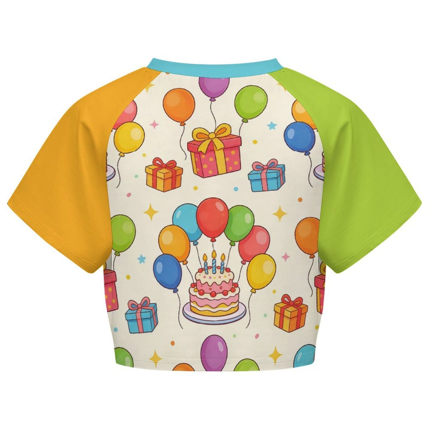 T-Shirt Crop Personalizzata con Maniche a Contrasto