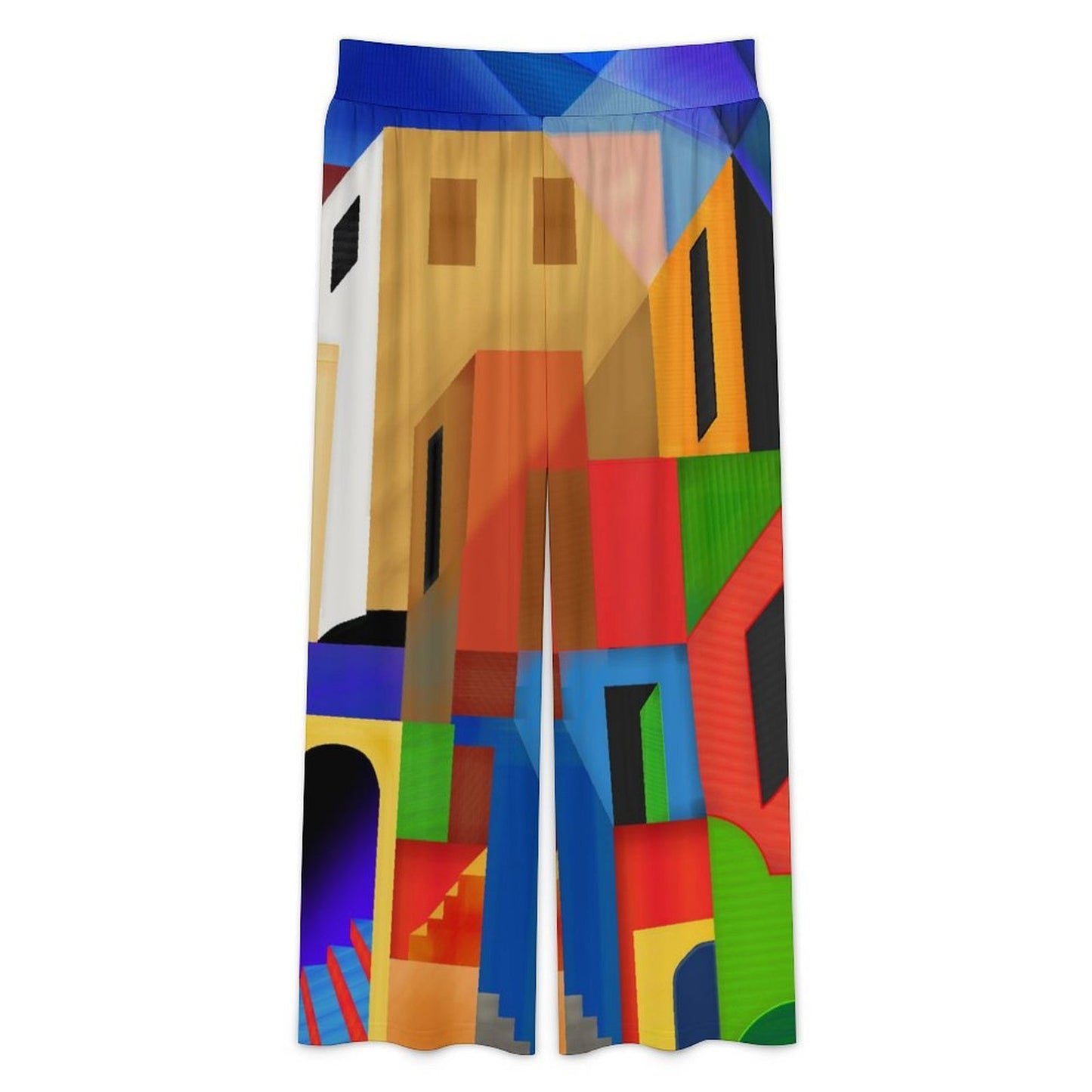 Pantaloni a Gamba Larga Vita Alta Donna con Coulisse Elastica — Personalizzabili con Stampa, dalla S alla 5XL