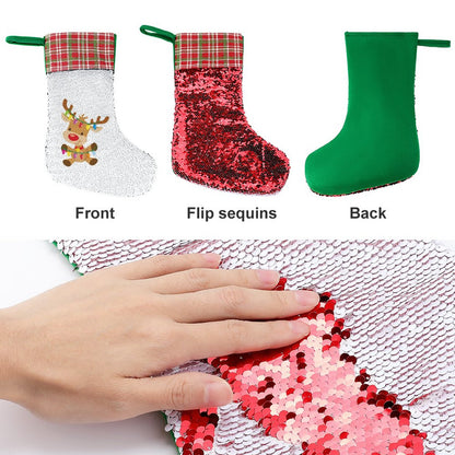 Calza di Natale con Paillettes Reversibili | Decorazione Magica Personalizzata