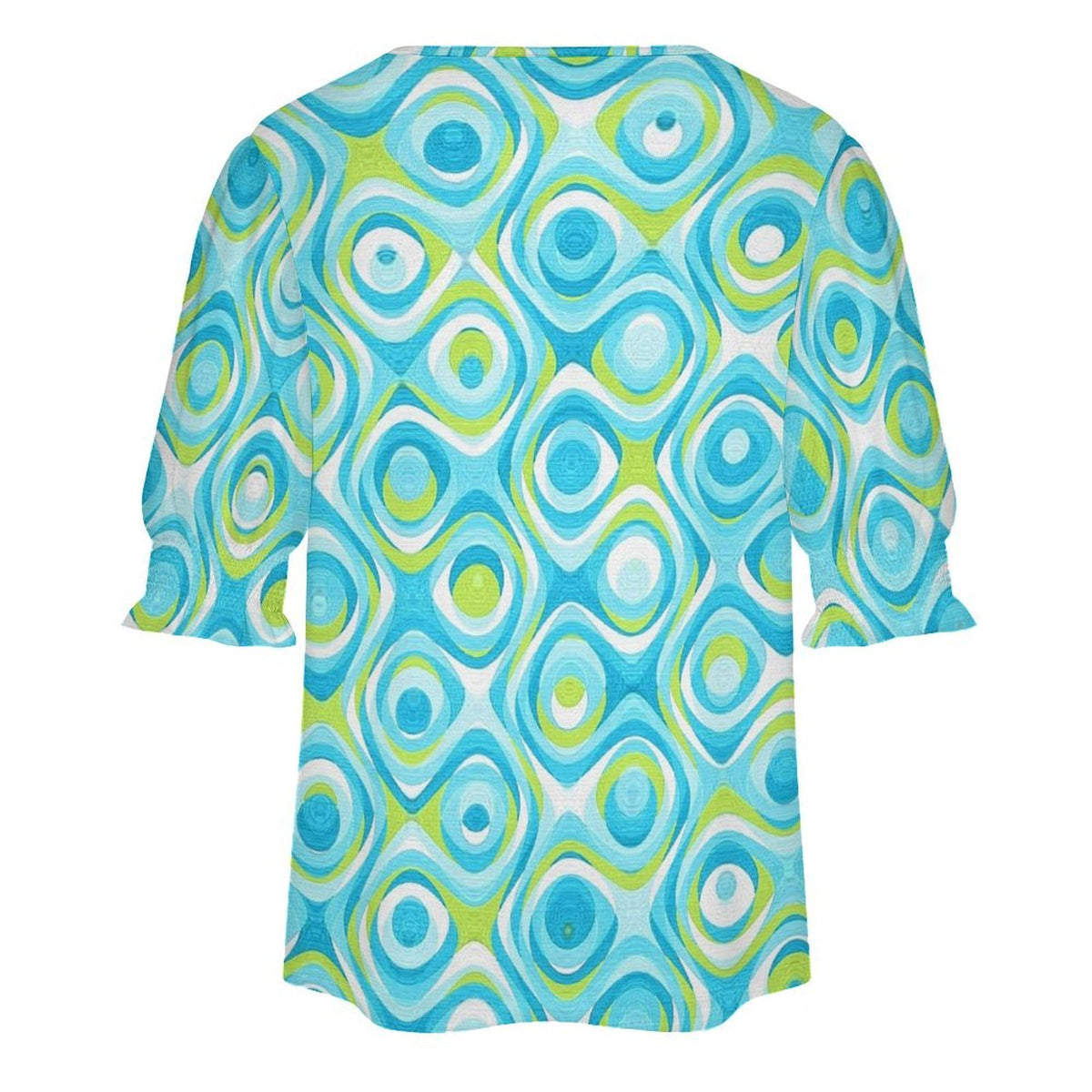 Sleeveless T-shirt with A Cut-out Design Aqua Blue, Swirling, Abstract