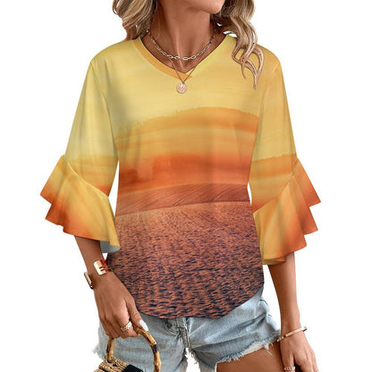 Blusa Donna con Volant e Scollo a V | Top Personalizzabile Elegante