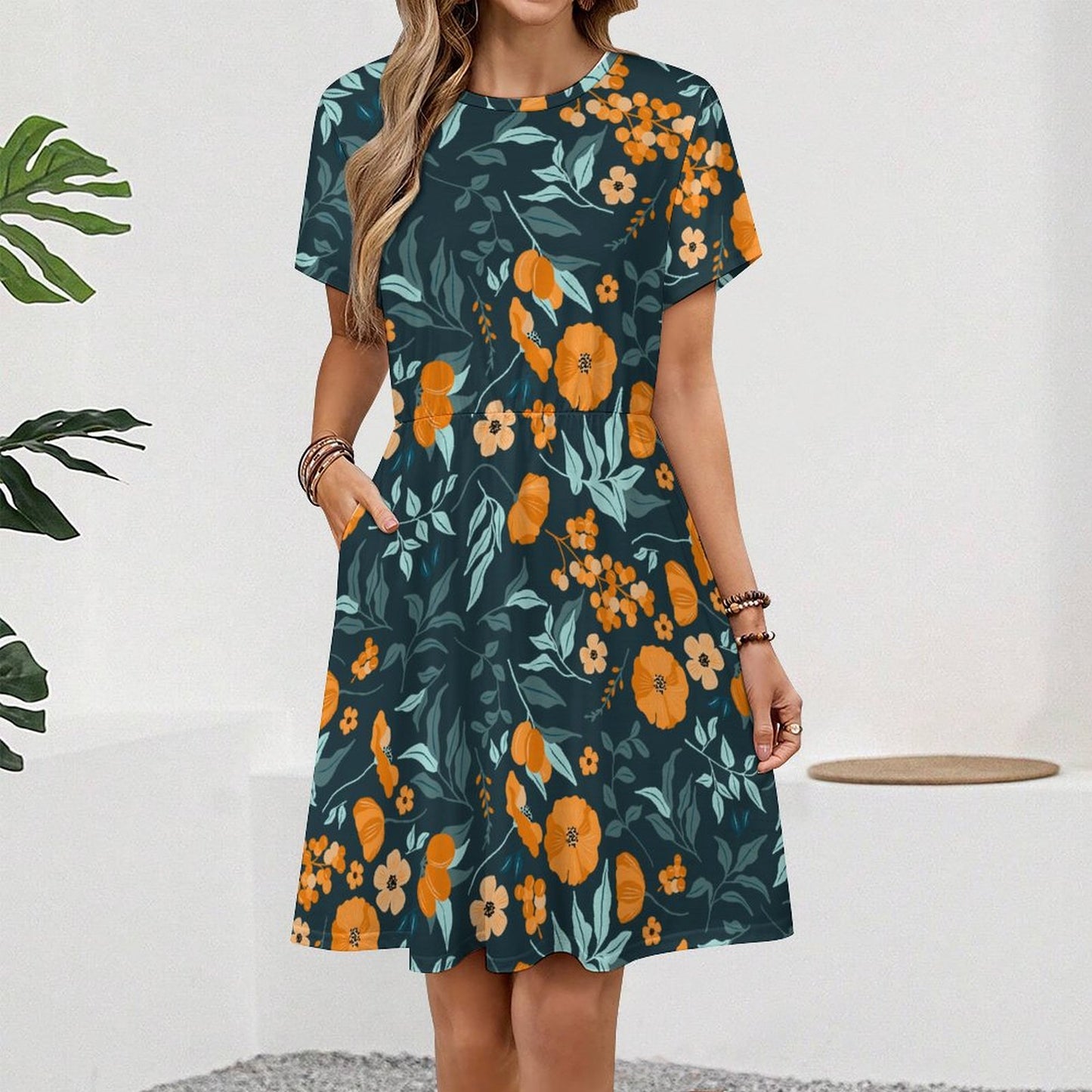 Vestito Corto Personalizzato Donna | Abito Maniche Corte con Stampa Foto