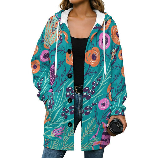 Cappotto Donna con Cappuccio in Pile Foderato Personalizzabile Lunghezza Midi