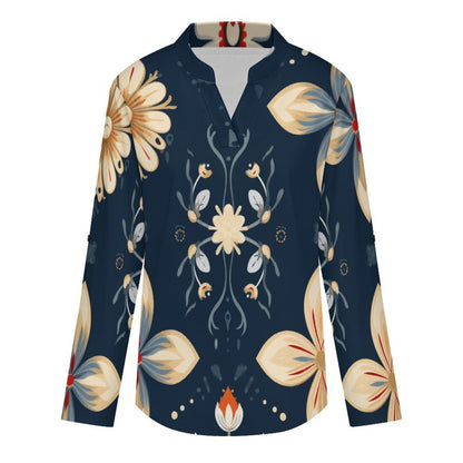 Camicia Donna a Collo V con Maniche Regolabili e Stampa Personalizzabile