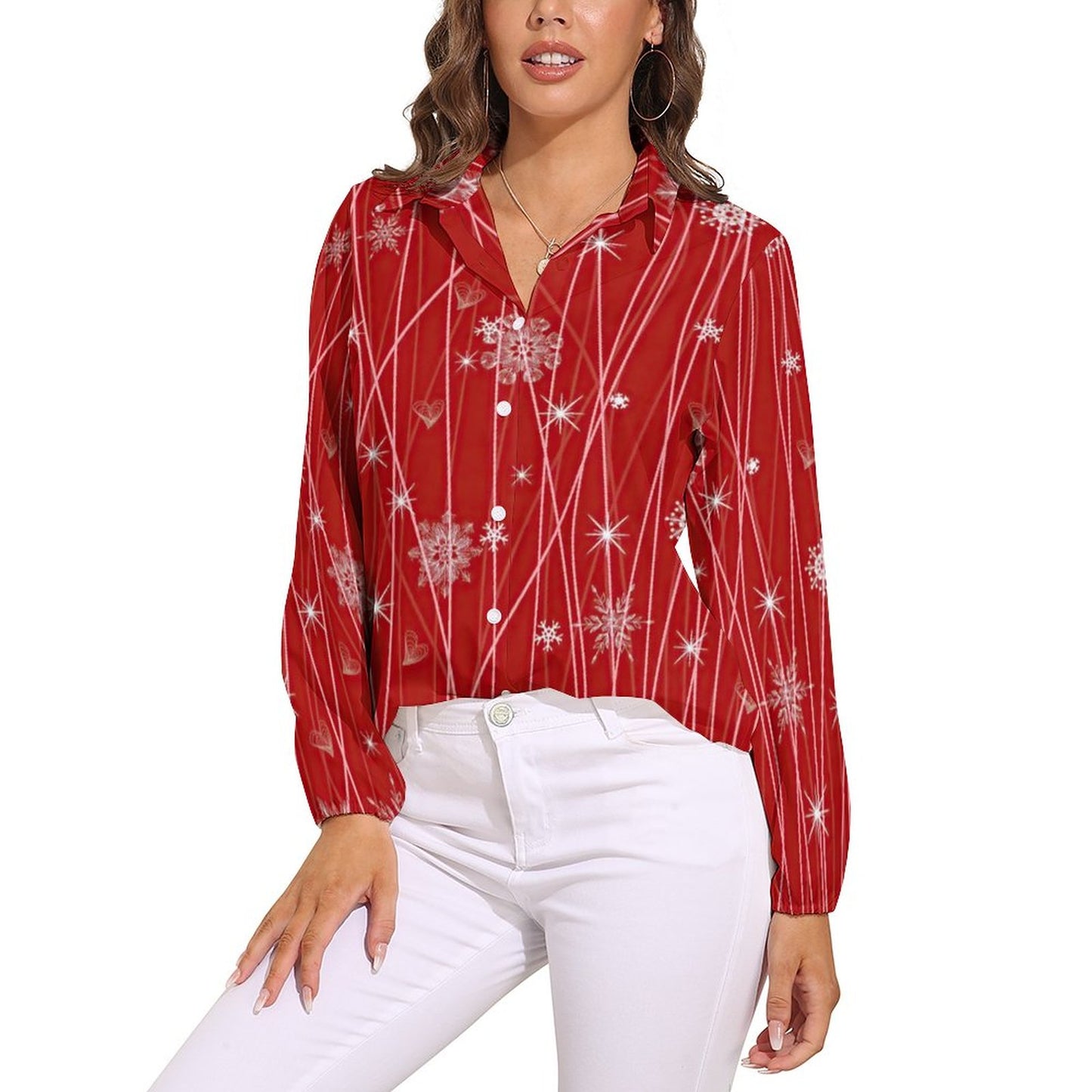Blusa Vintage Scollo a V | Maniche a Lanterna & Polsini Elastici (S-3XL)