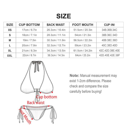 Bikini Triangolo Personalizzato | Costume Lacci Regolabili Fodera Cotone