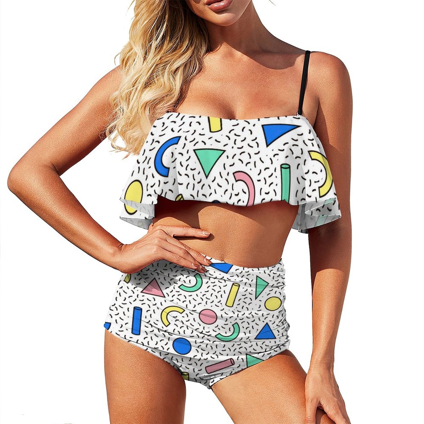 Bikini con Volant Personalizzato | Costume Flounce Spalline Regolabili