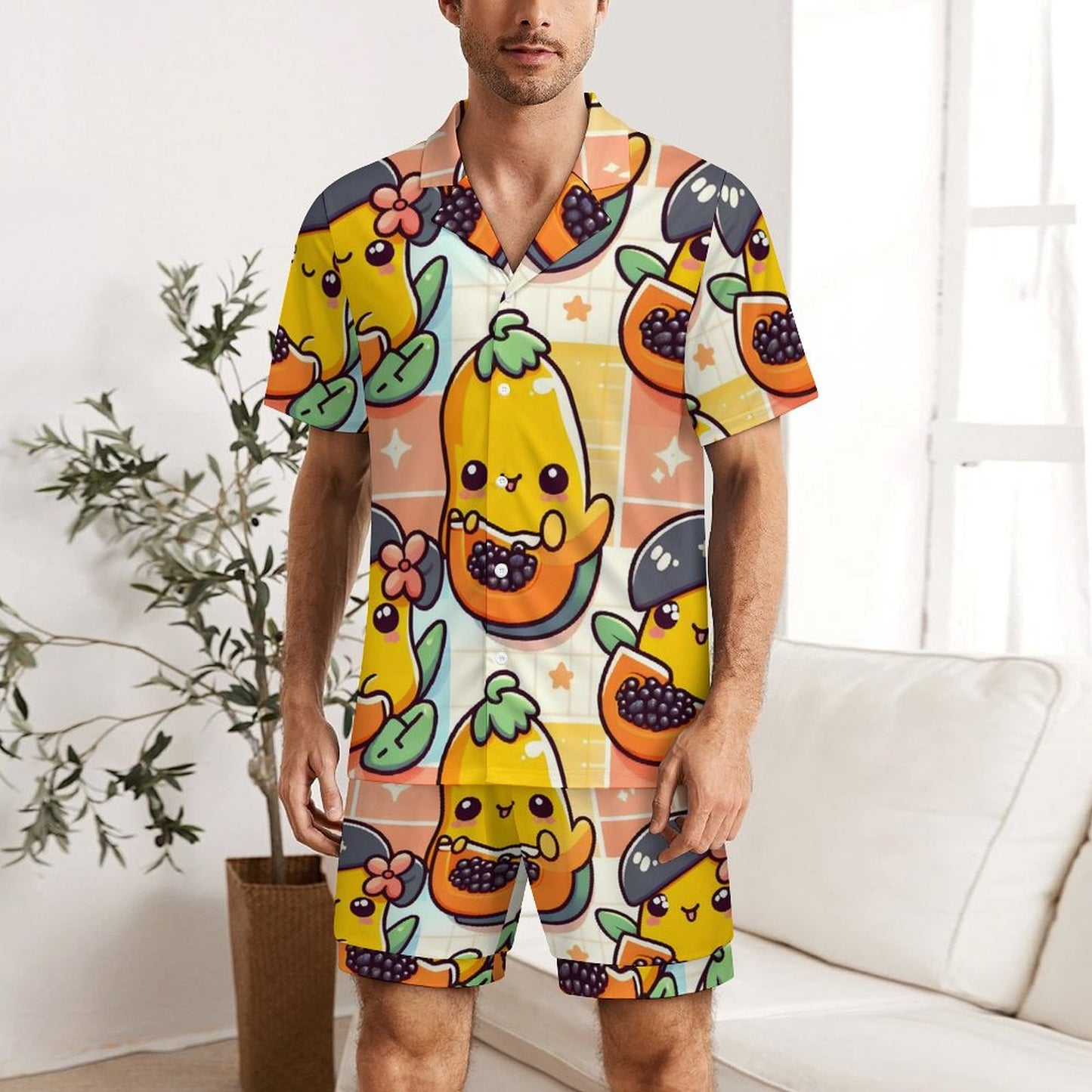 Set Pigiama Uomo Estivo Personalizzato in Seta di Ghiaccio | Corto