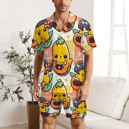 Set Pigiama Uomo Estivo Personalizzato in Seta di Ghiaccio | Corto