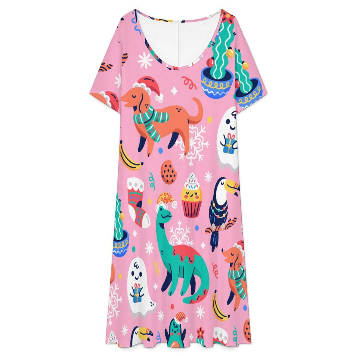 Abito Lungo Donna con Scollo a V in Tessuto Morbido Personalizzabile