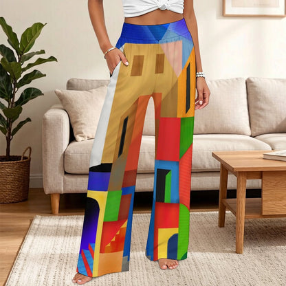 Pantaloni a Gamba Larga Vita Alta Donna con Coulisse Elastica — Personalizzabili con Stampa, dalla S alla 5XL