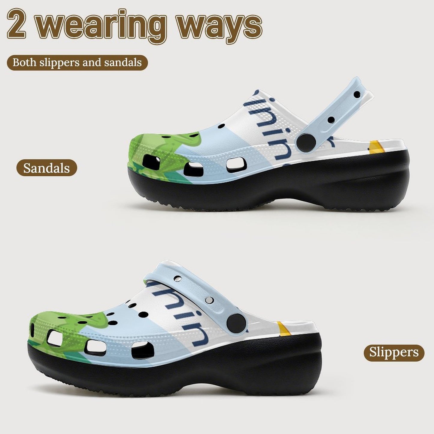 Platform Clogs con Tacco Personalizzati in EVA con Stampa Grafica su Misura